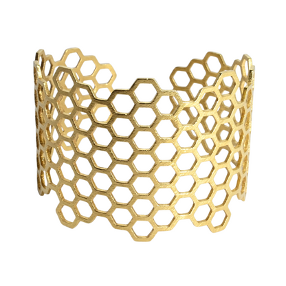 Euro Gold bee hive cuff bangle A277