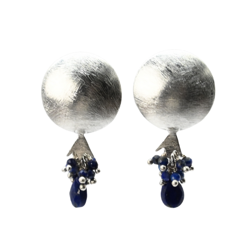 EuroSilver Pomegranite Gemstone Stud Earrings - C320