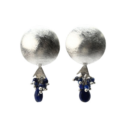 EuroSilver Pomegranite Gemstone Stud Earrings - C320