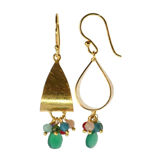 Euro Gold Gem Hoop Earrings A281a