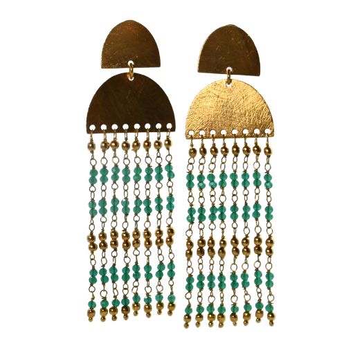 Euro Gold Waterfall Gem Earrings- A307a
