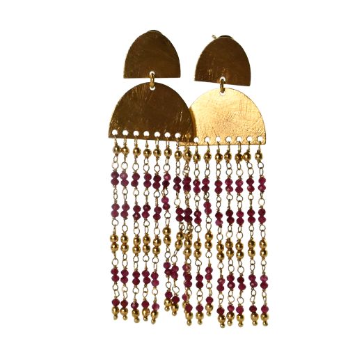 Euro Gold Waterfall Gem Earrings- A307a