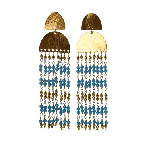 Euro Gold Waterfall Gem Earrings- A307a