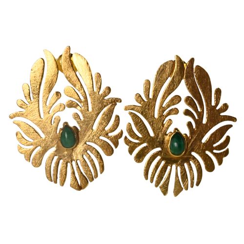 Euro Gold Flock Gem Earrings - A64