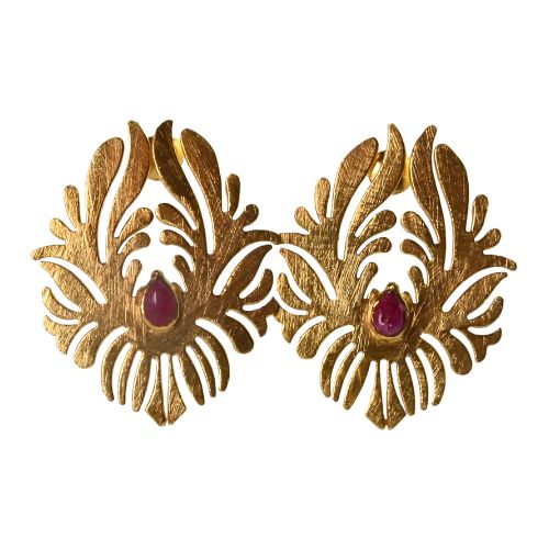 Euro Gold Flock Gem Earrings - A64