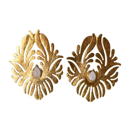 Euro Gold Flock Gem Earrings - A64
