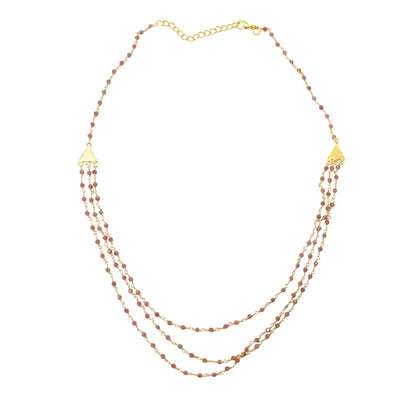 Euro gold triple gem necklaces with many gem varieties A26