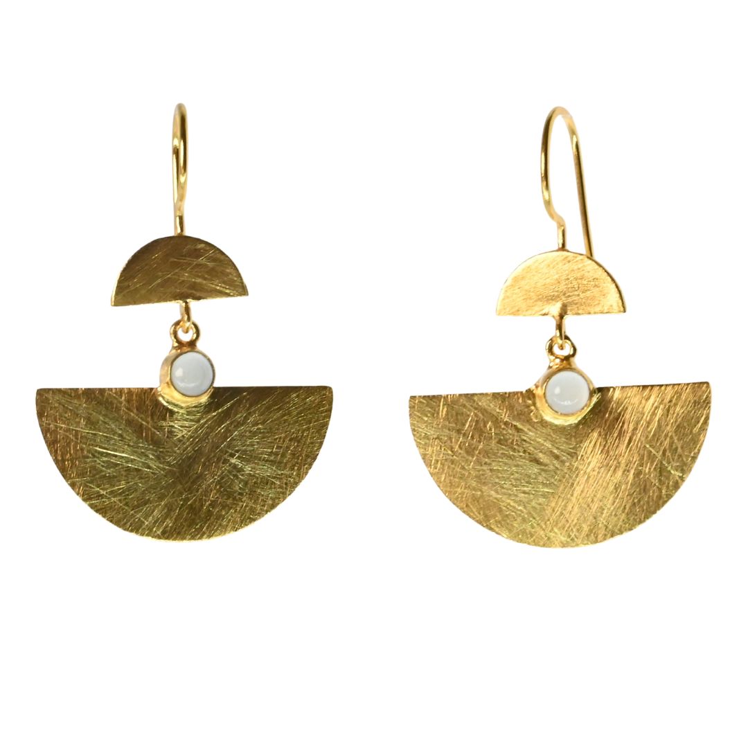 Euro Gold Double Fan Drop Earrings A189 Picollo