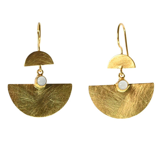 Euro Gold Double Fan Drop Earrings A189 Picollo