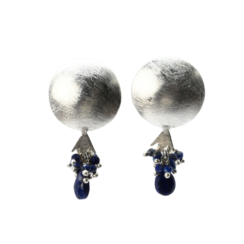 EuroSilver Pomegranite Gemstone Stud Earrings - C320