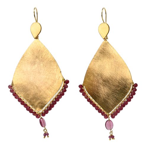 Euro Gold Gemstone Marquis Earrings- A322