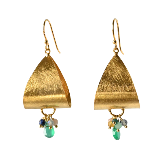 Euro Gold Gemstone Drop Earrings- A281