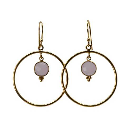 Euro Gold Gemstone Hoop Earrings- A283