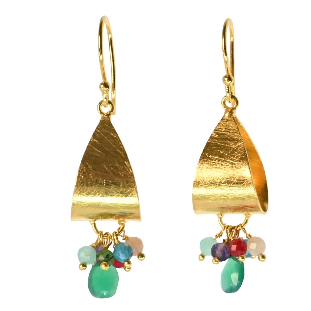 Euro Gold Gem Hoop Earrings A281a