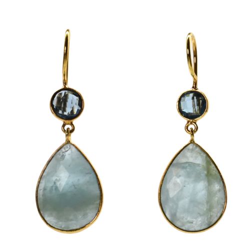 Euro Gold Gemstone Drop Earrings-A197a