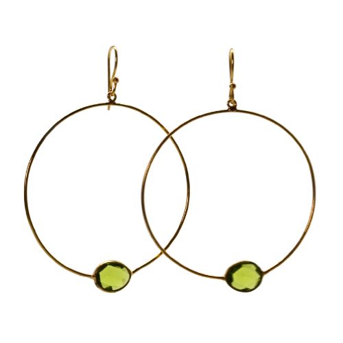 Euro Gold Gemstone Hoop Earrings- A278e