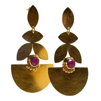 Euro Gold Gemstone  Earrings- A334