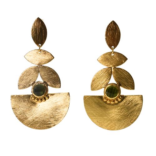 Euro Gold Gemstone  Earrings- A334