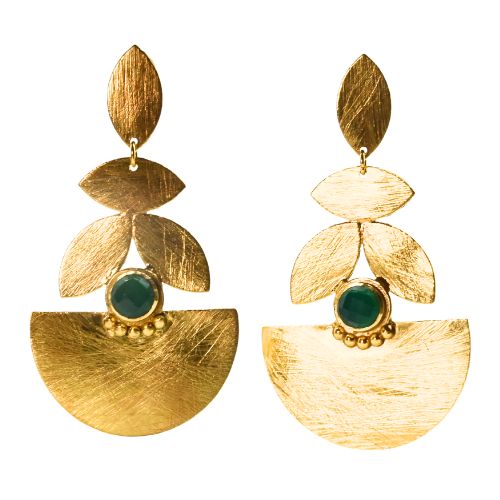 Euro Gold Gemstone  Earrings- A334