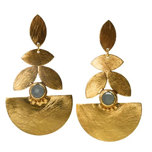Euro Gold Gemstone  Earrings- A334