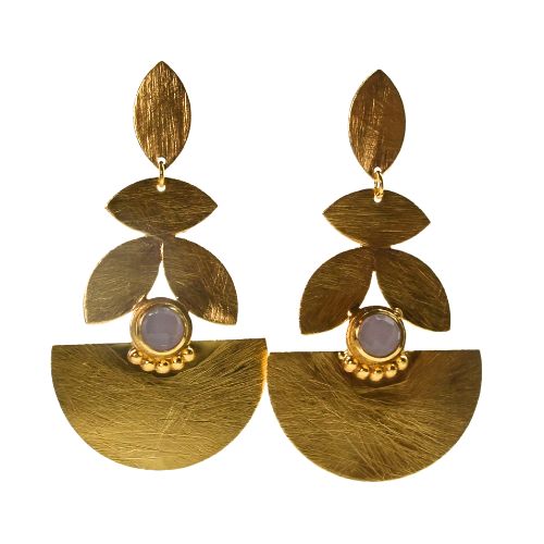 Euro Gold Gemstone  Earrings- A334