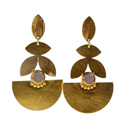 Euro Gold Gemstone  Earrings- A334