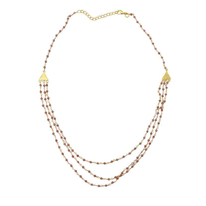 Euro gold triple gem necklaces with many gem varieties A26