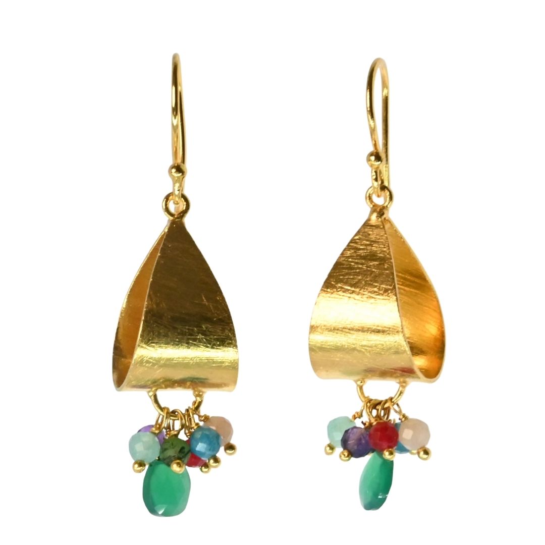 Euro Gold Gem Hoop Earrings A281a
