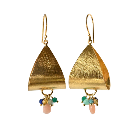 Euro Gold Gemstone Drop Earrings- A281