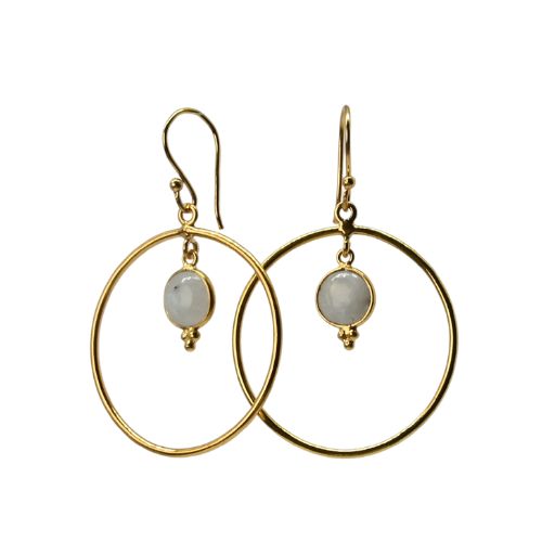 Euro Gold Gemstone Hoop Earrings- A283