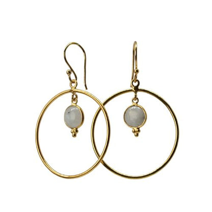 Euro Gold Gemstone Hoop Earrings- A283