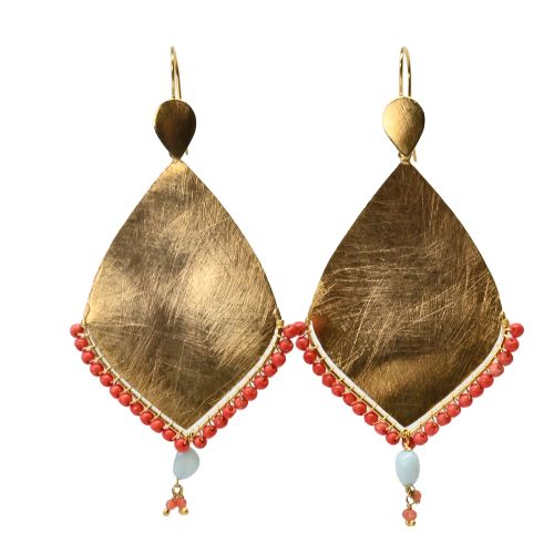 Euro Gold Gemstone Marquis Earrings- A322