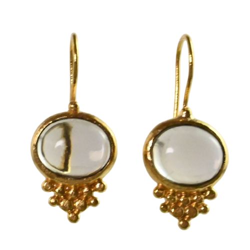 Euro Gold gemstone earrings - A238
