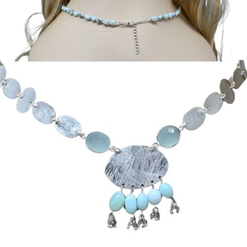 Euro Gold Gemstone Necklace 50 cm  A326