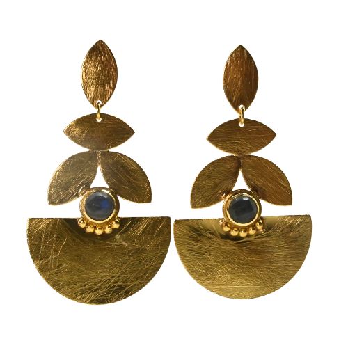 Euro Gold Gemstone  Earrings- A334