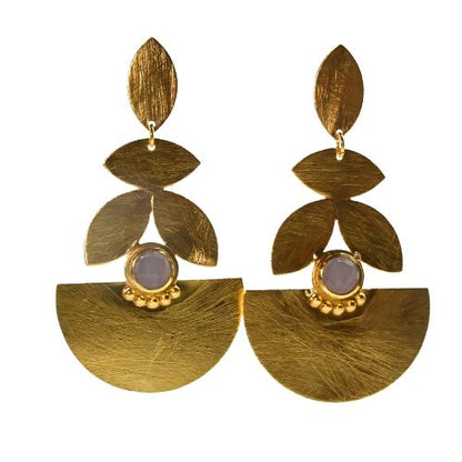 Euro Gold Gemstone  Earrings- A334