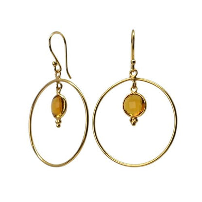 Euro Gold Gemstone Hoop Earrings- A283