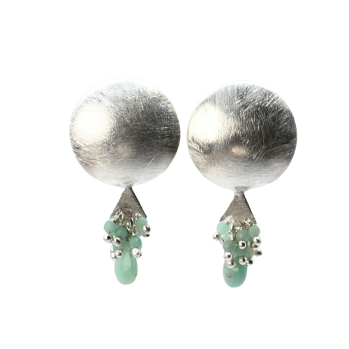 EuroSilver Pomegranite Gemstone Stud Earrings - C320