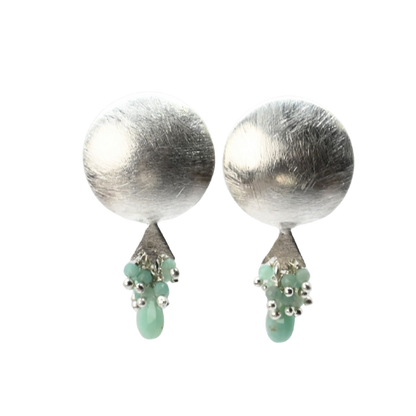EuroSilver Pomegranite Gemstone Stud Earrings - C320