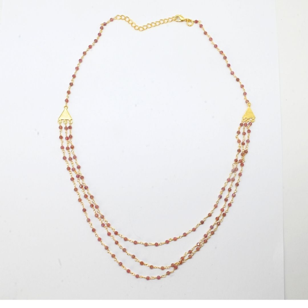 Euro gold triple gem necklaces with many gem varieties A26
