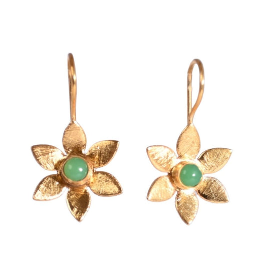 Euro Gold golden flower and gem Earrings- A350