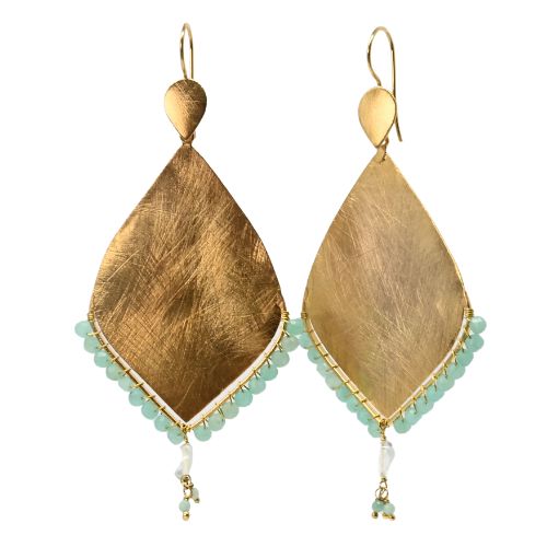 Euro Gold Gemstone Marquis Earrings- A322