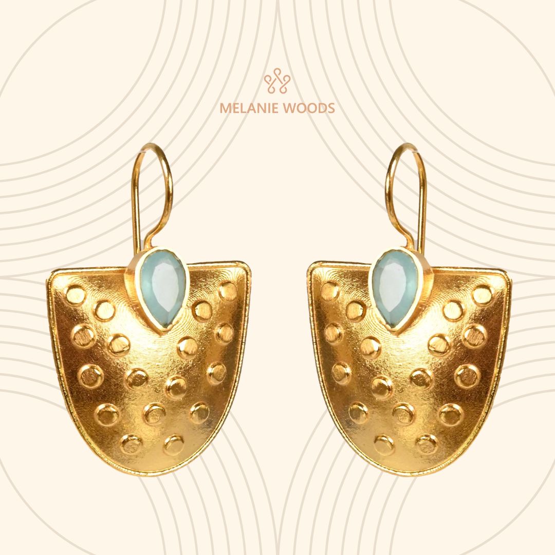 Euro Gold Gemstone Earrings- A221