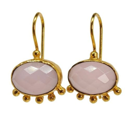 Euro Gold budding Gemstone Drop Earrings-A346