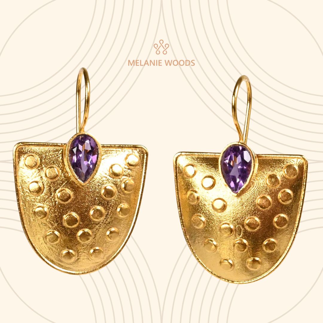 Euro Gold Gemstone Earrings- A221