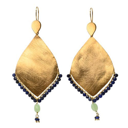 Euro Gold Gemstone Marquis Earrings- A322