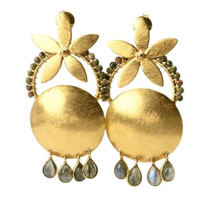 Euro Gold Gemstone Earrings- A321