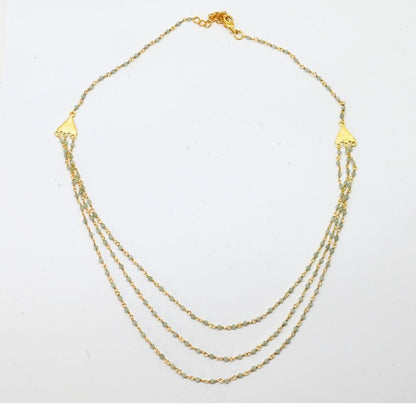 Euro gold triple gem necklaces with many gem varieties A26