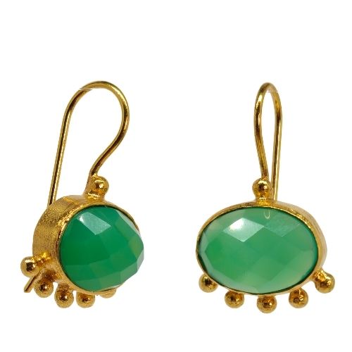 Euro Gold budding Gemstone Drop Earrings-A346