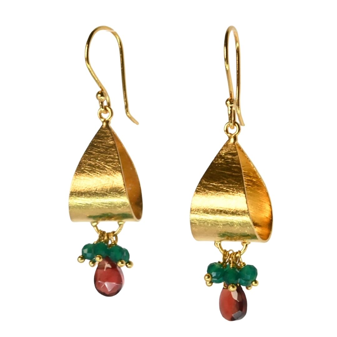 Euro Gold Gem Hoop Earrings A281a